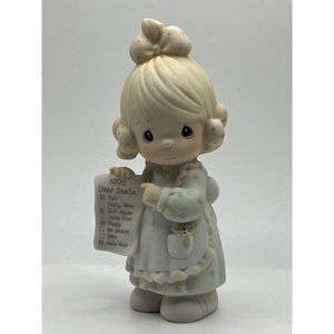 Vtg Precious Moments Little Girl Holding Dear Santa Samuel J. Butcher 1992